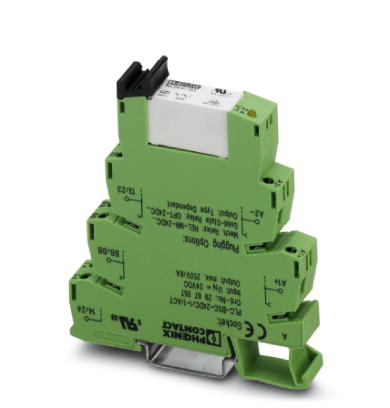 Phoenix Contact Interface Relay and Base; PLC-RSC- 24DC/ 1- 1/ACT; Actuator - Output; 6A; 2NO; 24VDC IN; DIN Rail Mount; Screw Connection